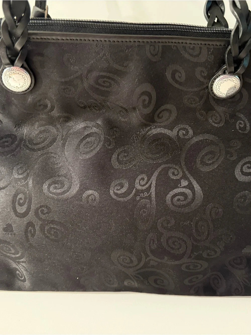 Brighton Black Jacquard Tote with Heart Charm